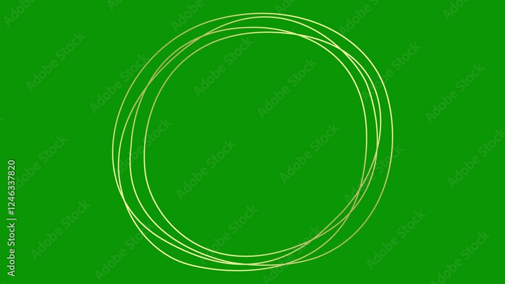 Animated golden decorative lines is drawn. Hand drawn circle frame. Linear background with copy space. Looped video. Vector illustration isolated on green background. Animated golden decorative lines is drawn. Hand drawn circle frame. Linear background with copy space. Looped video. Vector illustration isolated on green background.