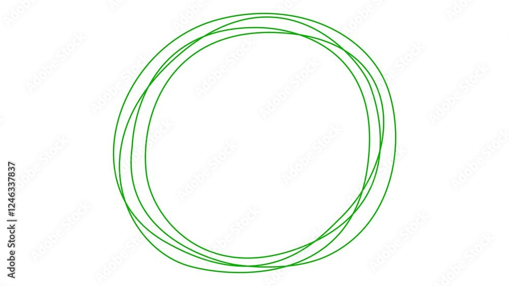 Animated green decorative lines is drawn. Hand drawn circle frame. Linear background with copy space. Looped video. Vector illustration isolated on white background. Animated green decorative lines is drawn. Hand drawn circle frame. Linear background with copy space. Looped video. Vector illustration isolated on white background.