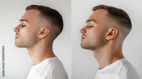 Before and After men's ears plastic surgery: Side Profile