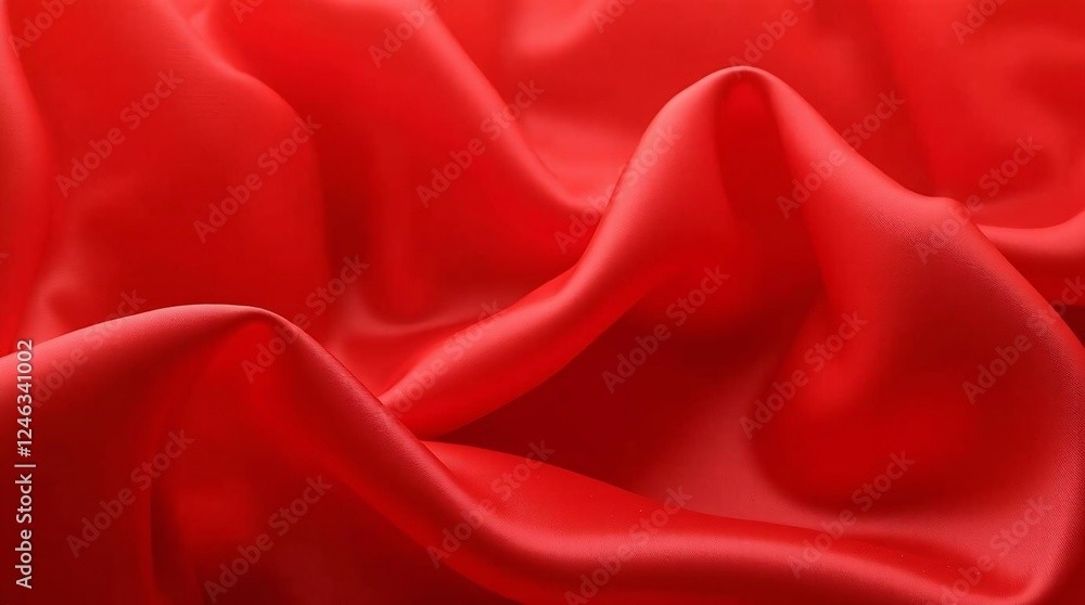 Obraz premium Luxurious Red Silk Fabric With Smooth Folds and a Lustrous Shine.