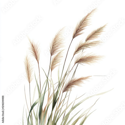 Illustration painted boho style evokes calm and peaceful nature scene