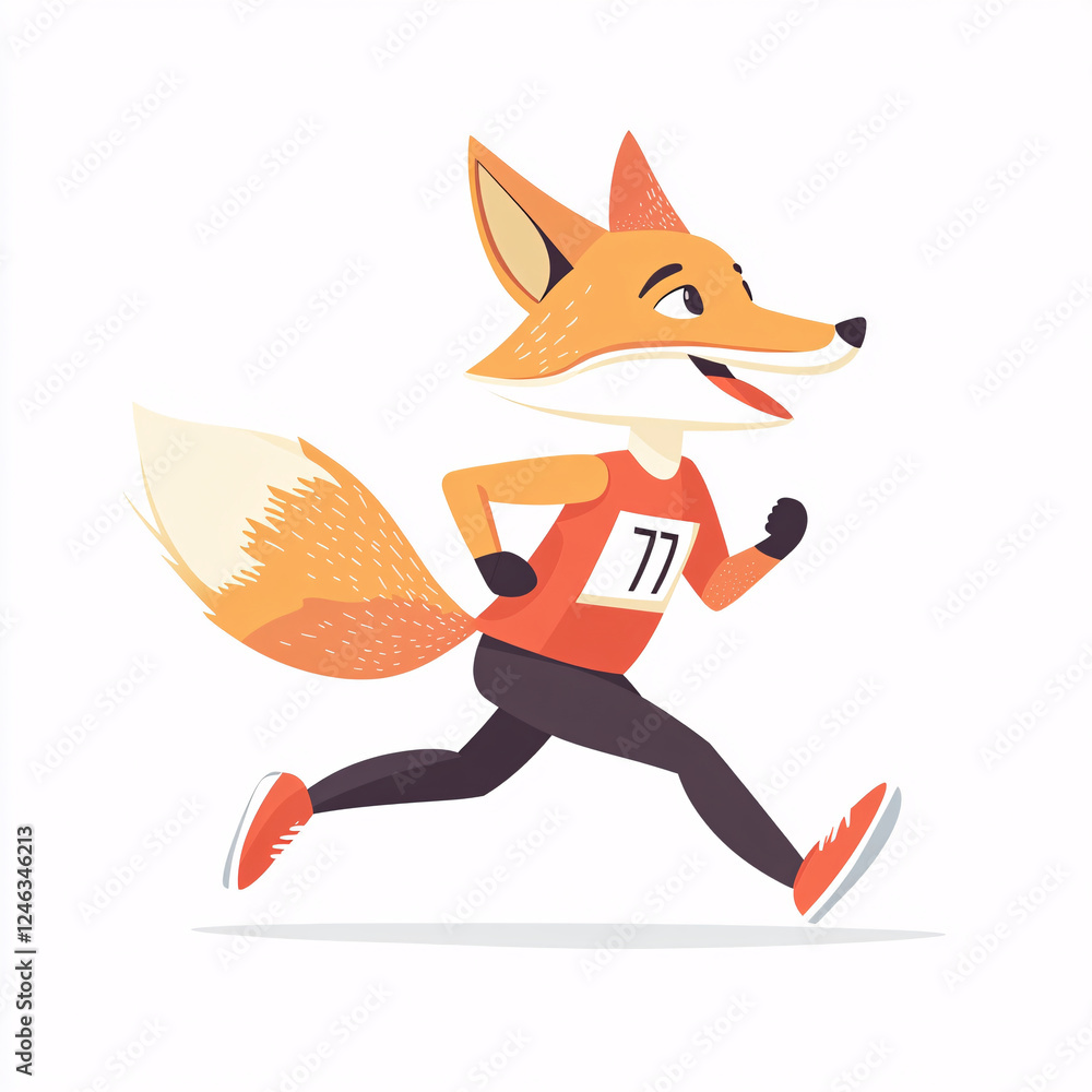 Obraz premium Athletic Fox Competing in a Race