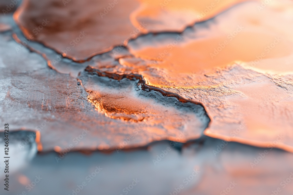 Detailed close-up captures the beauty of frozen water, showcasing soft cracks and unique reflections. The clean aesthetic offers an ideal backdrop for branding opportunities and creative projects Detailed close-up captures the beauty of frozen water, showcasing soft cracks and unique reflections. The clean aesthetic offers an ideal backdrop for branding opportunities and creative projects