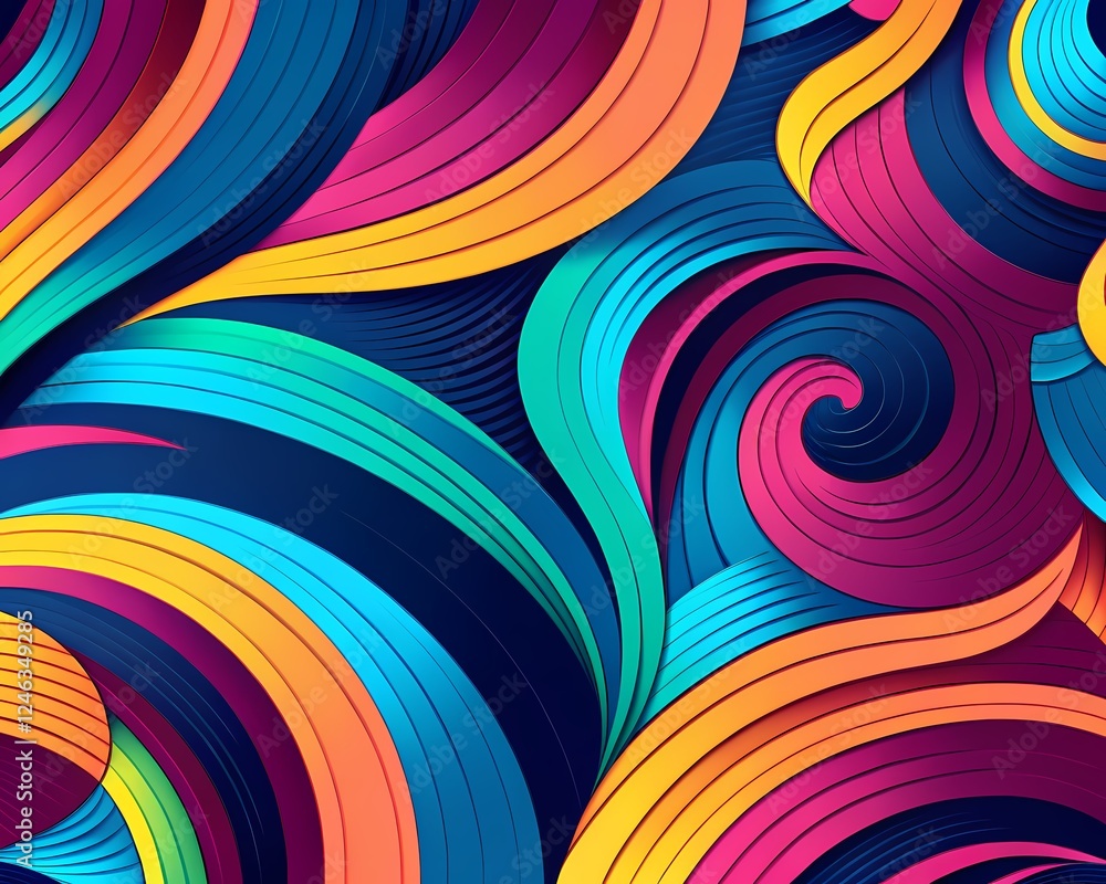 Naklejka premium Abstract colorful swirl pattern with bright lines 