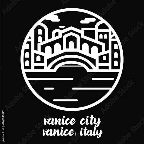 Circle Icon Vanice City. Vector illustration