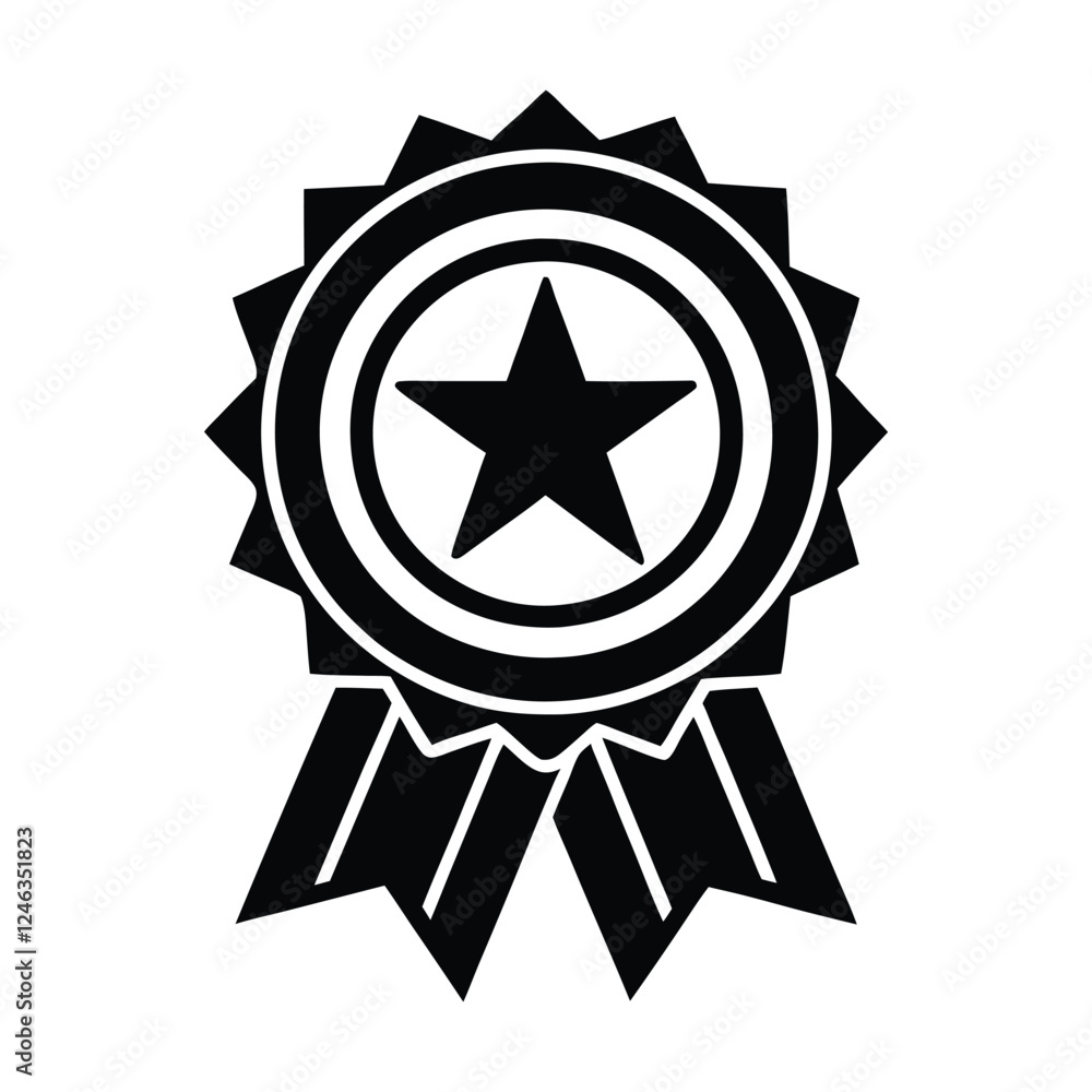 Award ribbon with star icon vector Award ribbon with star icon vector
