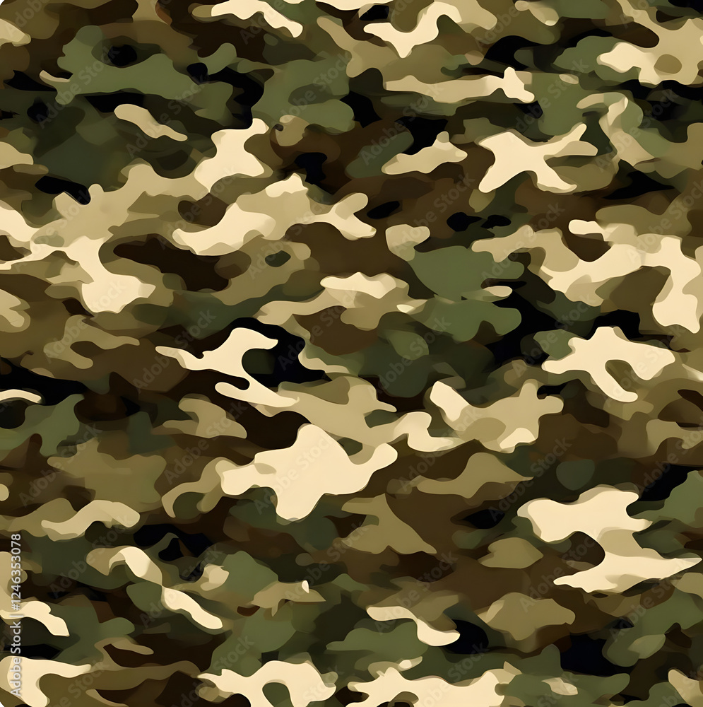 Fototapeta premium camouflage, blurred background, khaki brown, protective pattern, modern design for uniform