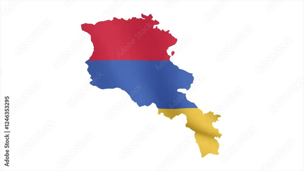 The Flag of ARMENIA Waves Within Its Map with Beautiful Animation The Flag of ARMENIA Waves Within Its Map with Beautiful Animation