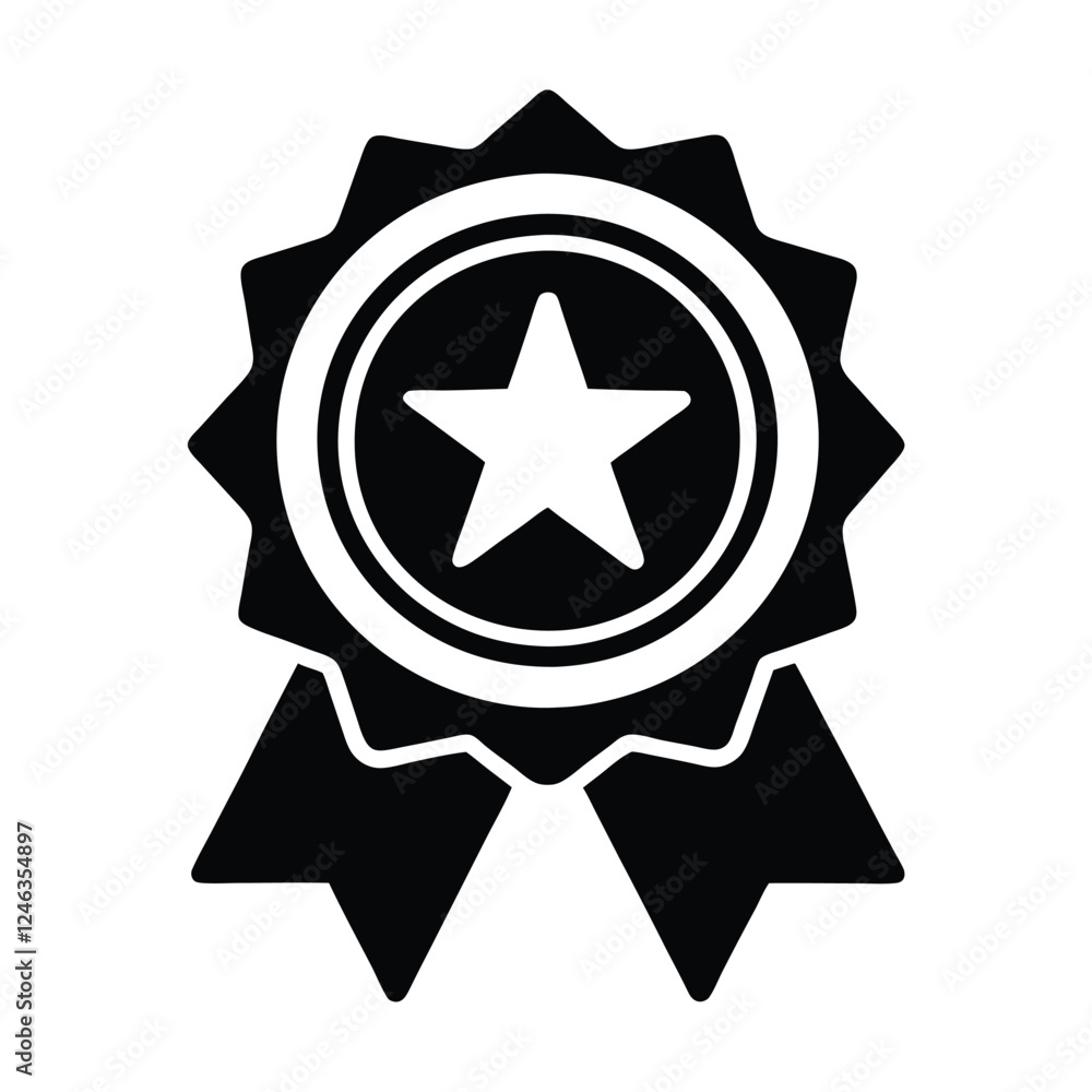 Award ribbon with star icon vector Award ribbon with star icon vector