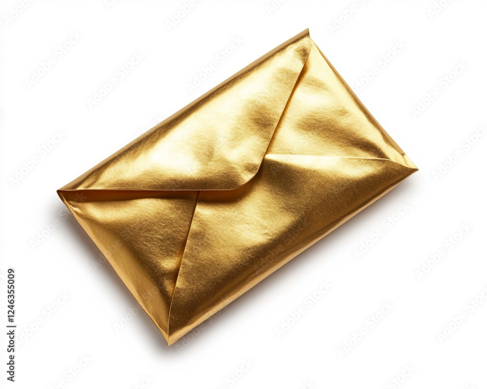 Golden envelope isolated on a white background Golden envelope isolated on a white background
