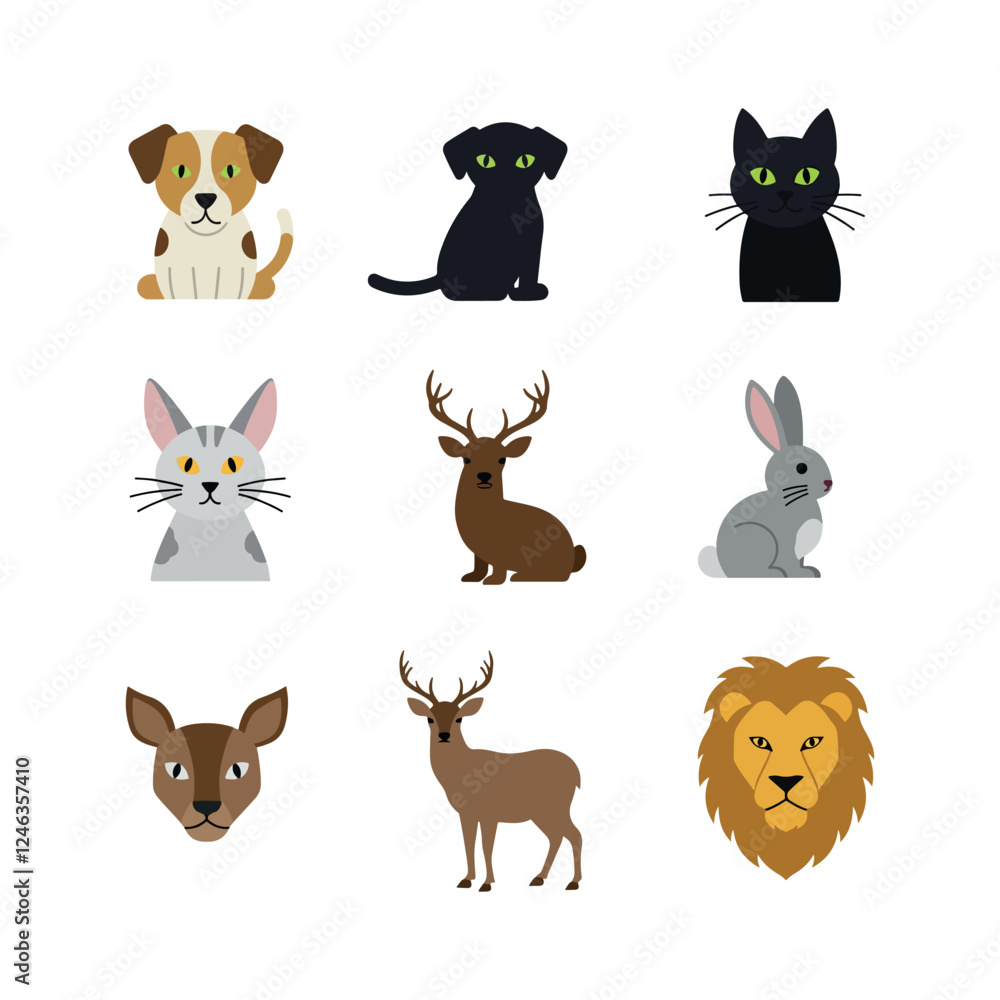 Fototapeta premium cute animals icons collection set vector design illustrations