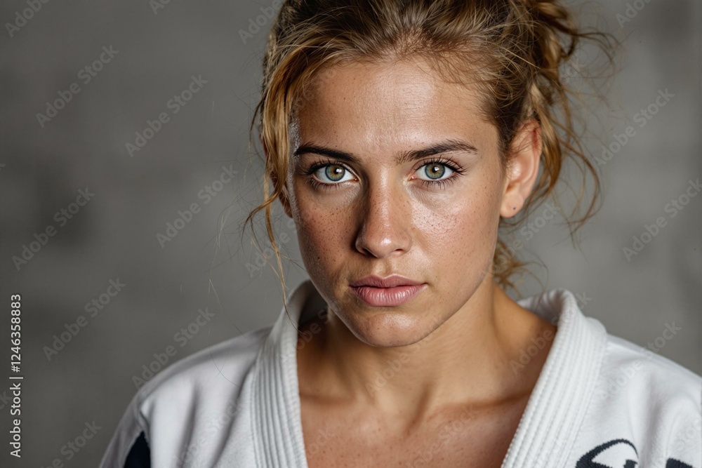 Dynamic Brazilian Jiu Jitsu Female Fighter Portrait Dynamic Brazilian Jiu Jitsu Female Fighter Portrait