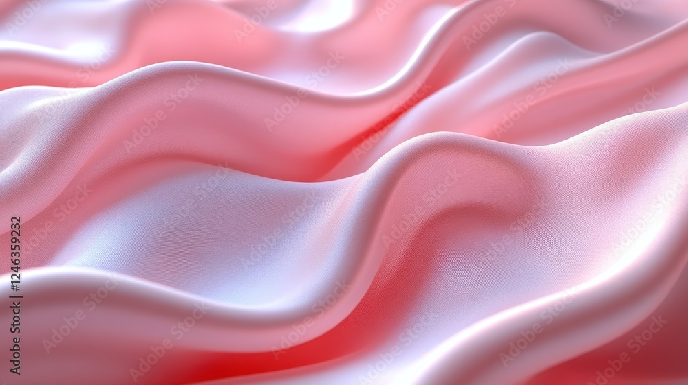 Obraz premium Pink silk draped fabric, soft waves, studio, background blur, textile design