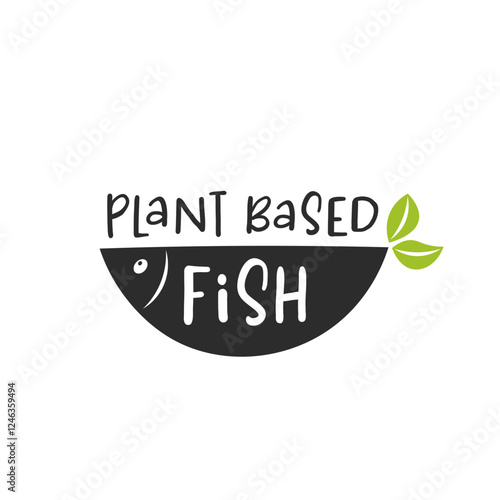 Plant based fish. Vegan product. Fish healthy alternative for vegetarians or vegans. Tasty veggie fish. Organic natural food. Cartoon Color Alternative Meat Vegetarians Icon. Save the world concept