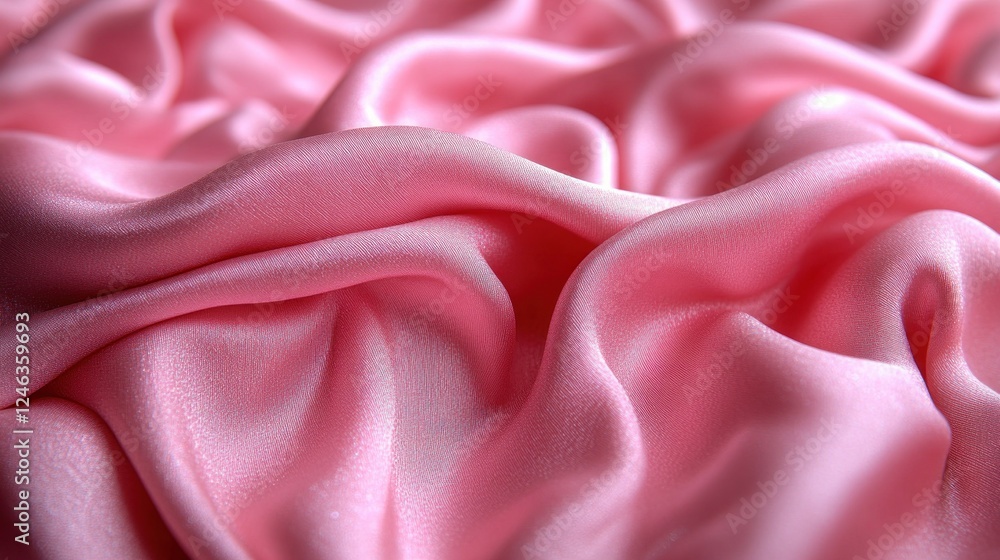 Obraz premium Pink silk fabric drapes, close-up, studio, soft background, textile design