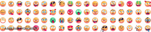 A collection of diverse emoji faces displaying various expressions.