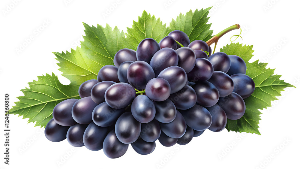 Fototapeta premium black grapes in sty isolated on transparent background png