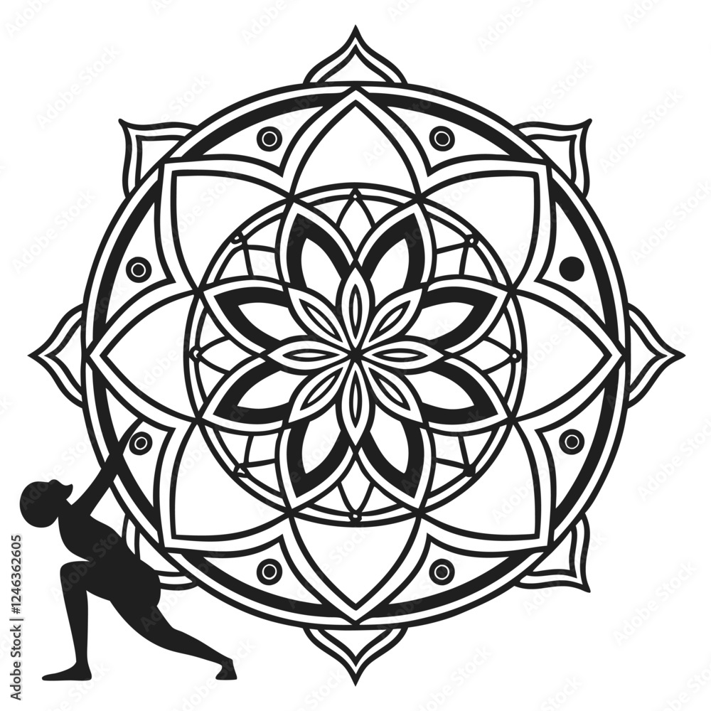 Fototapeta premium mandala black and white in design with white background