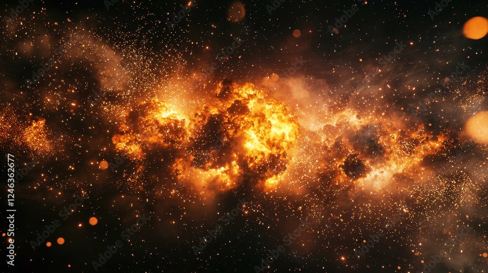 Fototapeta premium Stunning Cosmic Explosion with Fiery Colors and Bright Stars