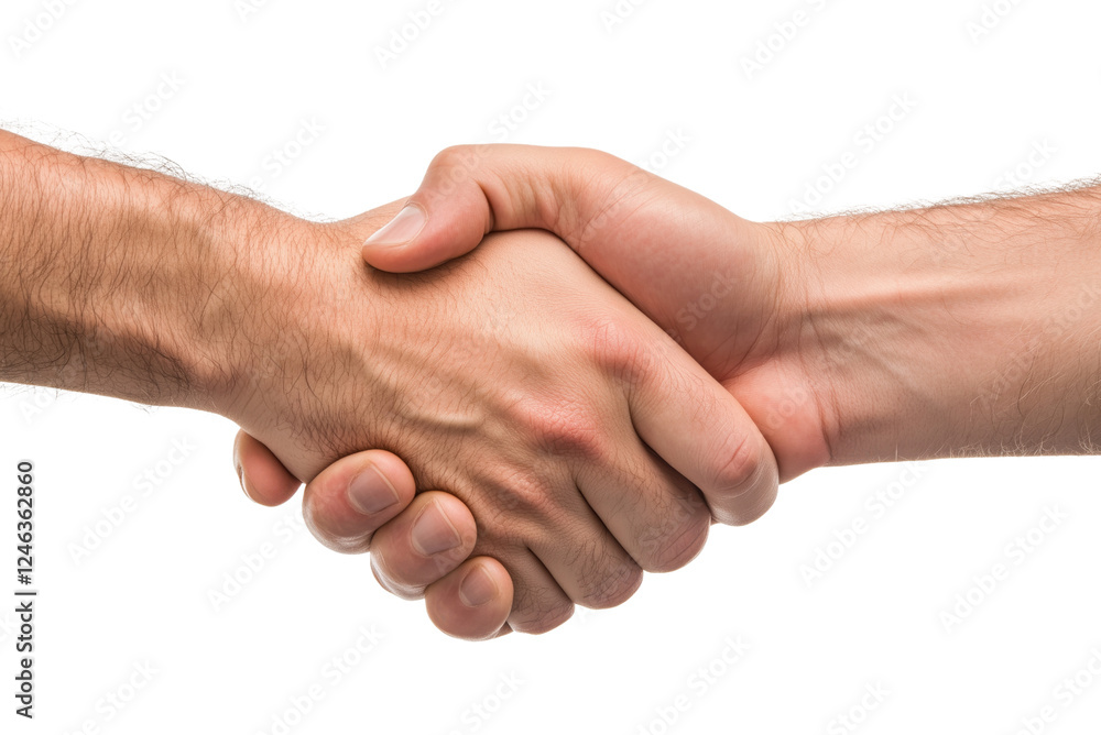Close-Up of Two Businessmen Shaking Hands in a Formal Agreement Isolated on Transparent Background Close-Up of Two Businessmen Shaking Hands in a Formal Agreement Isolated on Transparent Background