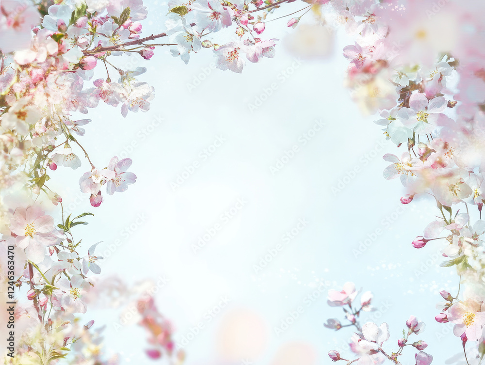 Delicate cherry blossoms frame soft pastel background, creating serene and dreamy springtime scene. gentle pink and white flowers evoke sense of tranquility and renewal Delicate cherry blossoms frame soft pastel background, creating serene and dreamy springtime scene. gentle pink and white flowers evoke sense of tranquility and renewal