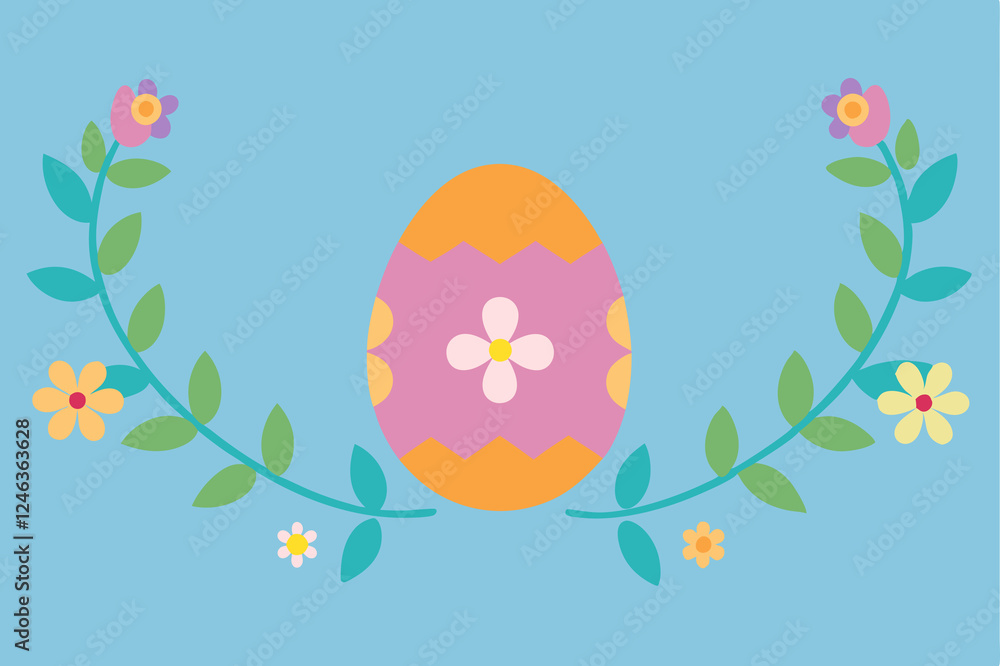 Vibrant Easter Egg Border with Spring Floral Decorations eggs happy frame bunny Vibrant Easter Egg Border with Spring Floral Decorations eggs happy frame bunny