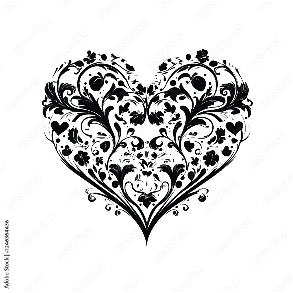 heart with floral pattern heart with floral pattern