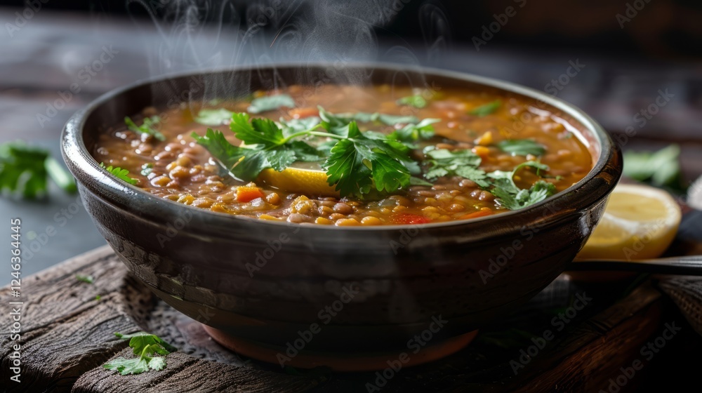 Delicious Lentil Soup with Fresh Cilantro Garnish Delicious Lentil Soup with Fresh Cilantro Garnish