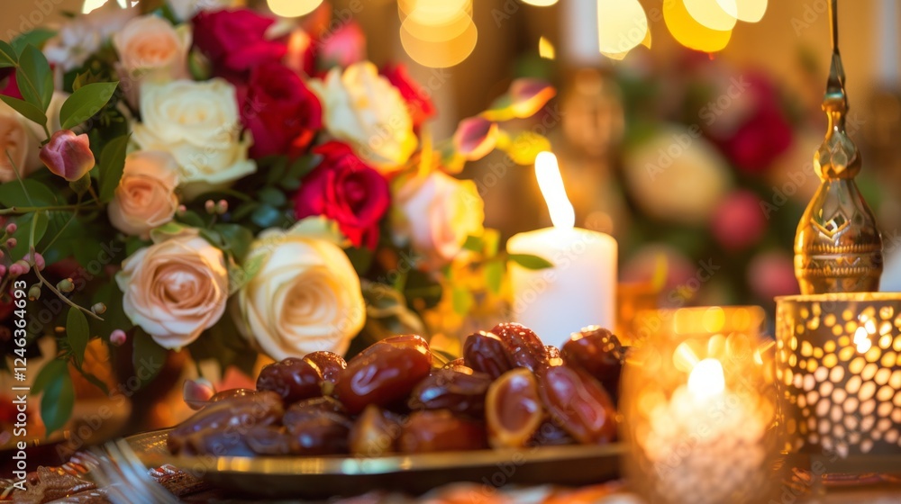 Elegant Ramadan Table Centerpiece with Decorative Elements Elegant Ramadan Table Centerpiece with Decorative Elements