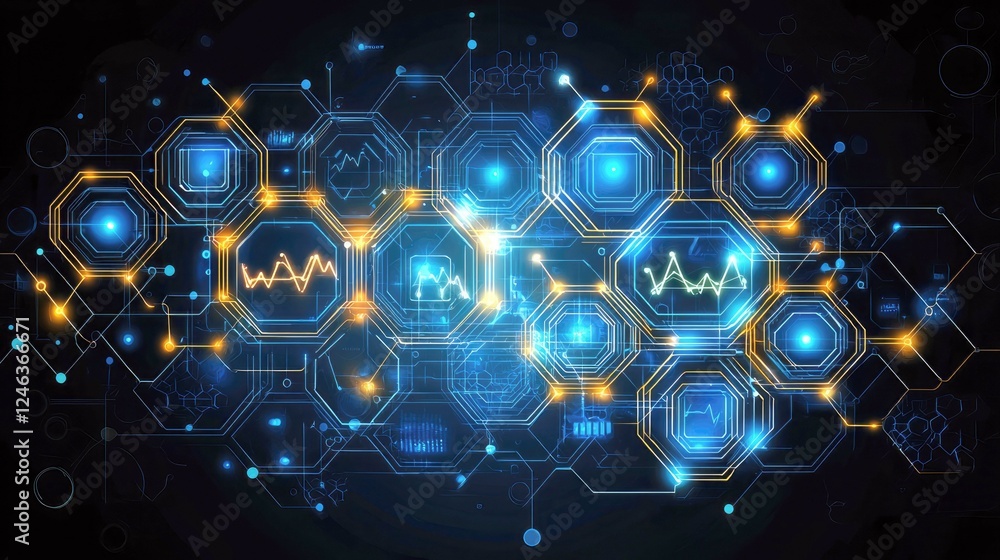 Obraz premium Abstract Network Technology: Digital Connections, Global Data Flow, Futuristic Innovation, and Cyber Structure