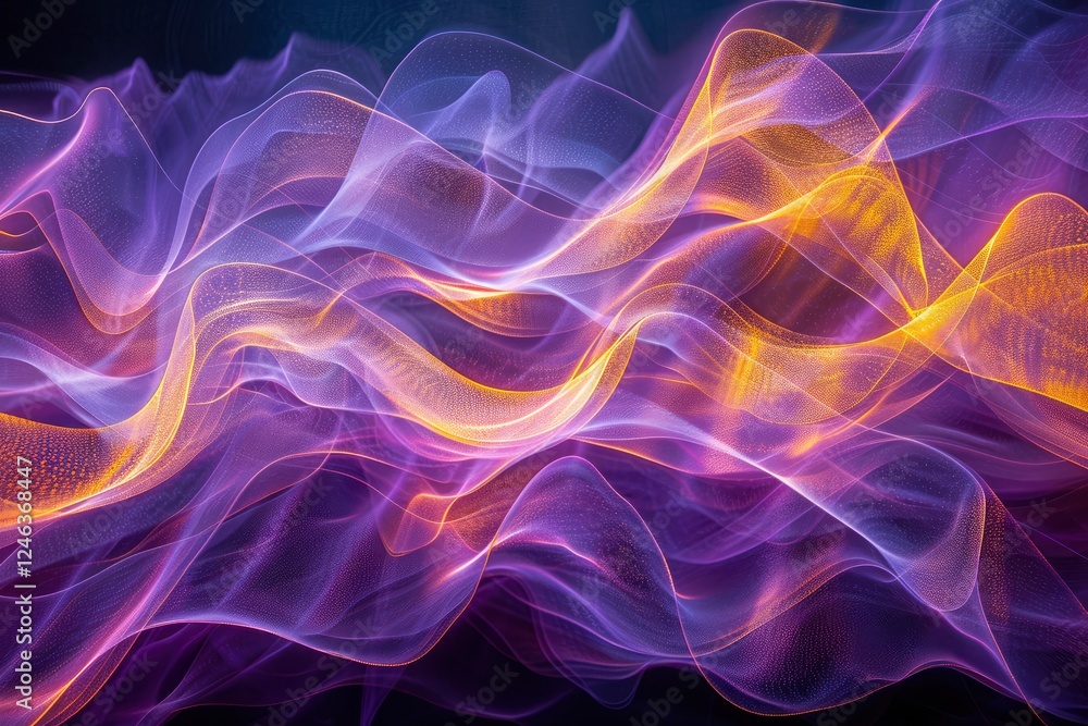 Fototapeta premium Colorful abstract waves of light flowing smoothly across a dark background, creating a vibrant atmosphere