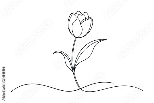 Minimalist Tulip Line Drawing Vector Designs