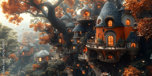 Stunning illustrations with intricate details and vibrant colors, depicting a fantastical world full of life. Perfect for fantasy book covers, art posters, or any project that needs to stand out.