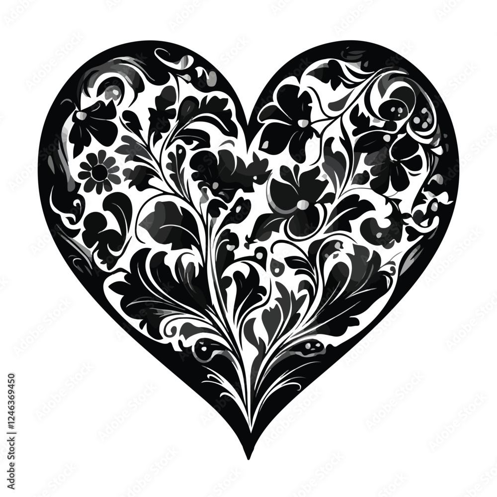 heart with floral pattern heart with floral pattern