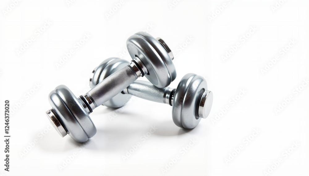 Metal dumbbells on white background Metal dumbbells on white background