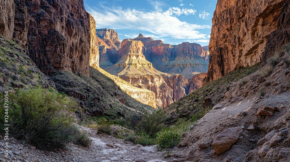 Stunning View of Grand Canyon Mountains Against a Blue Sky Stunning View of Grand Canyon Mountains Against a Blue Sky