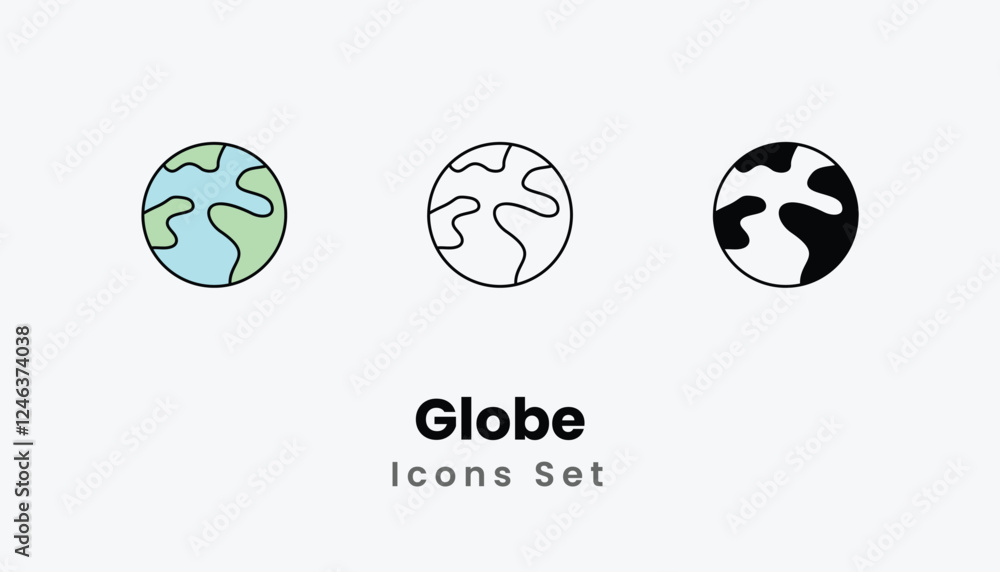Globe Icons thin line and glyph vector icon stock illustration Globe Icons thin line and glyph vector icon stock illustration