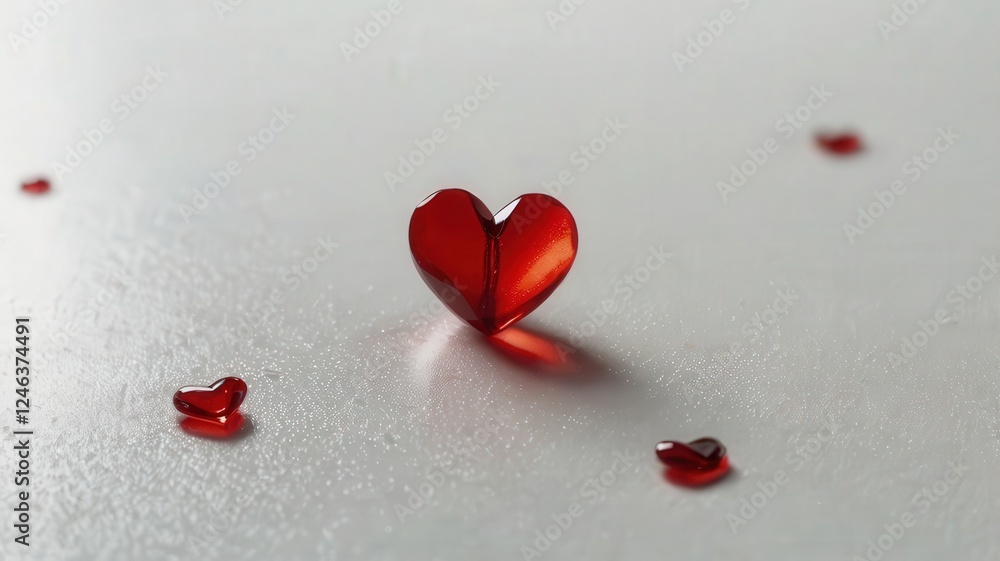 Fototapeta premium heart, love, valentine, shape, symbol, romance, red, day, isolated, valentines, celebration, holiday, romantic, passion, heart shape, decoration, candy, glass, wedding, 3d, sweet, gift, valentine's da