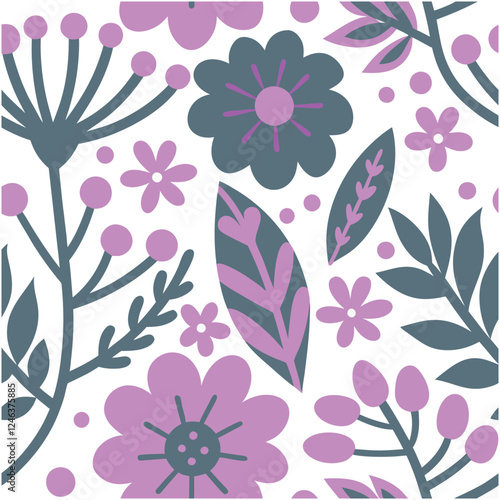 Purple flowers pattern. Abstract  botanical flowers  on a white background. style for banners, wallpaper, posters, websites, online shopping.Vector illustration design and creative idea,eps 10.