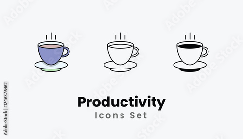 Productivity Icons thin line and glyph vector icon stock illustration