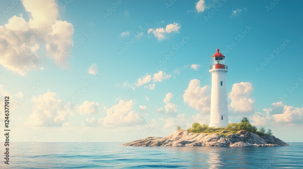 Scenic lighthouse at sea coastal view photography calm waters Scenic lighthouse at sea coastal view photography calm waters
