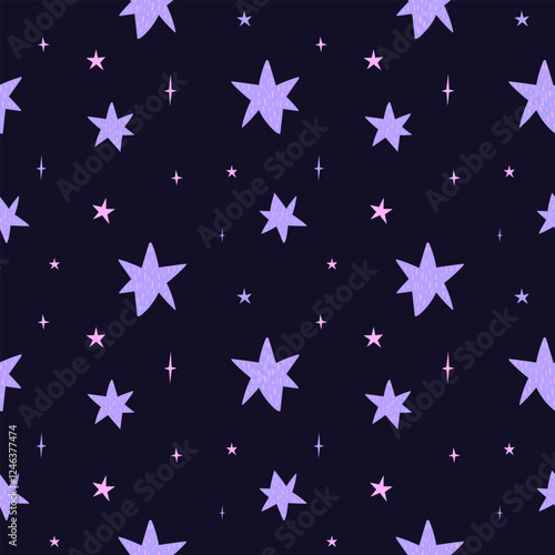 Seamless vector pattern with stars for background, wallpaper, printing, textile design, blanket pattern, decor etc. Star pattern in dulcet style.