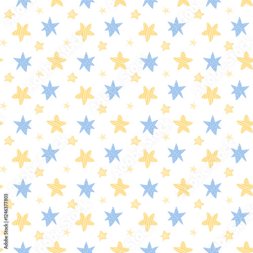 Seamless vector pattern with stars for background, wallpaper, printing, textile design, blanket pattern, decor etc. Star pattern in dulcet style.