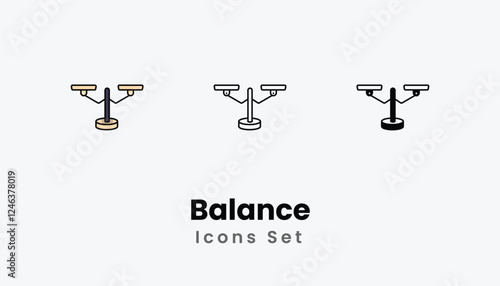 Balance Icons thin line and glyph vector icon stock illustration