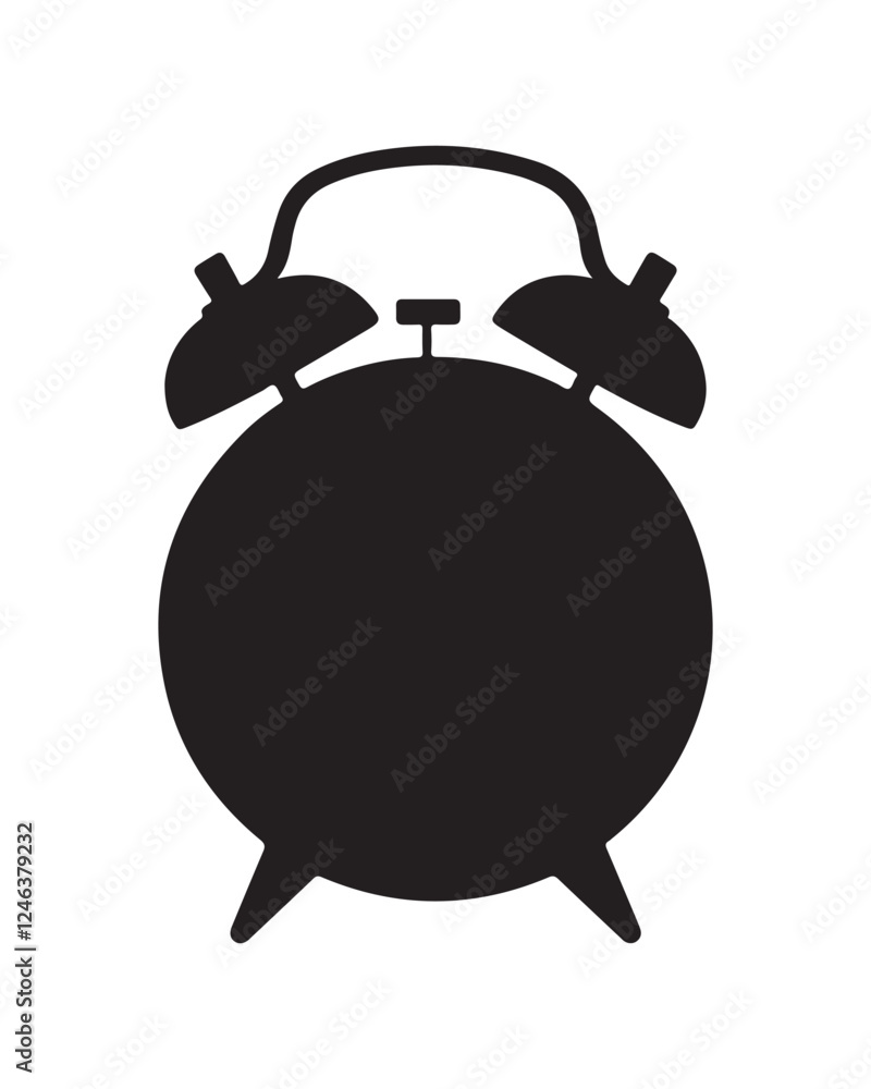 Alarm clock silhouette vector on white background. Alarm clock silhouette vector on white background.