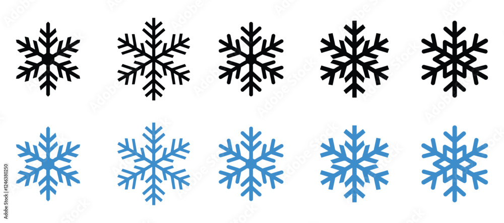 Snowflakes icon set vector. winter snow icon vector. Ice icon. frozen snow icon vector on white background