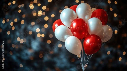 Wallpaper Mural Red white balloons, bokeh, celebration, dark Torontodigital.ca