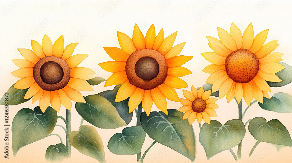 Obraz premium Background of Blooming golden sunflowers