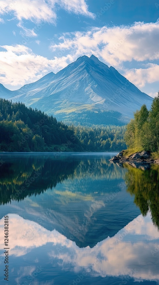 Serene Mountain Lake Reflection: A Picturesque Nature Escape Serene Mountain Lake Reflection: A Picturesque Nature Escape