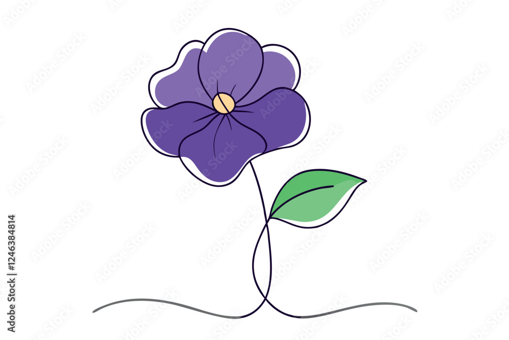 Naklejka premium Stunning Violet Flower Line Art Designs